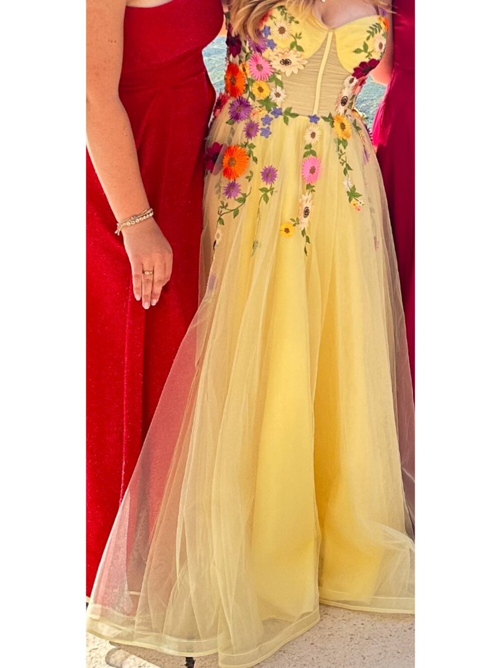 Yellow and Floral Prom Dess
